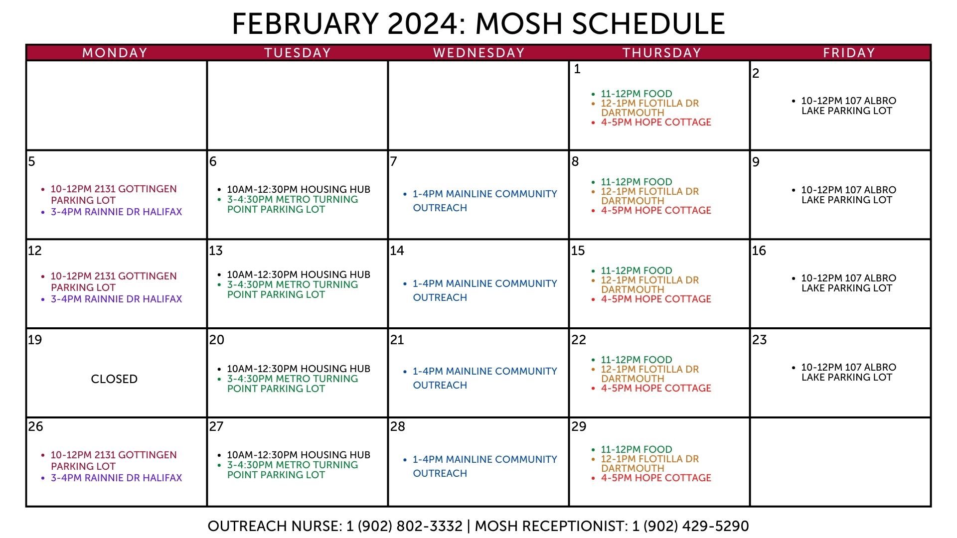 MOSH Calendar