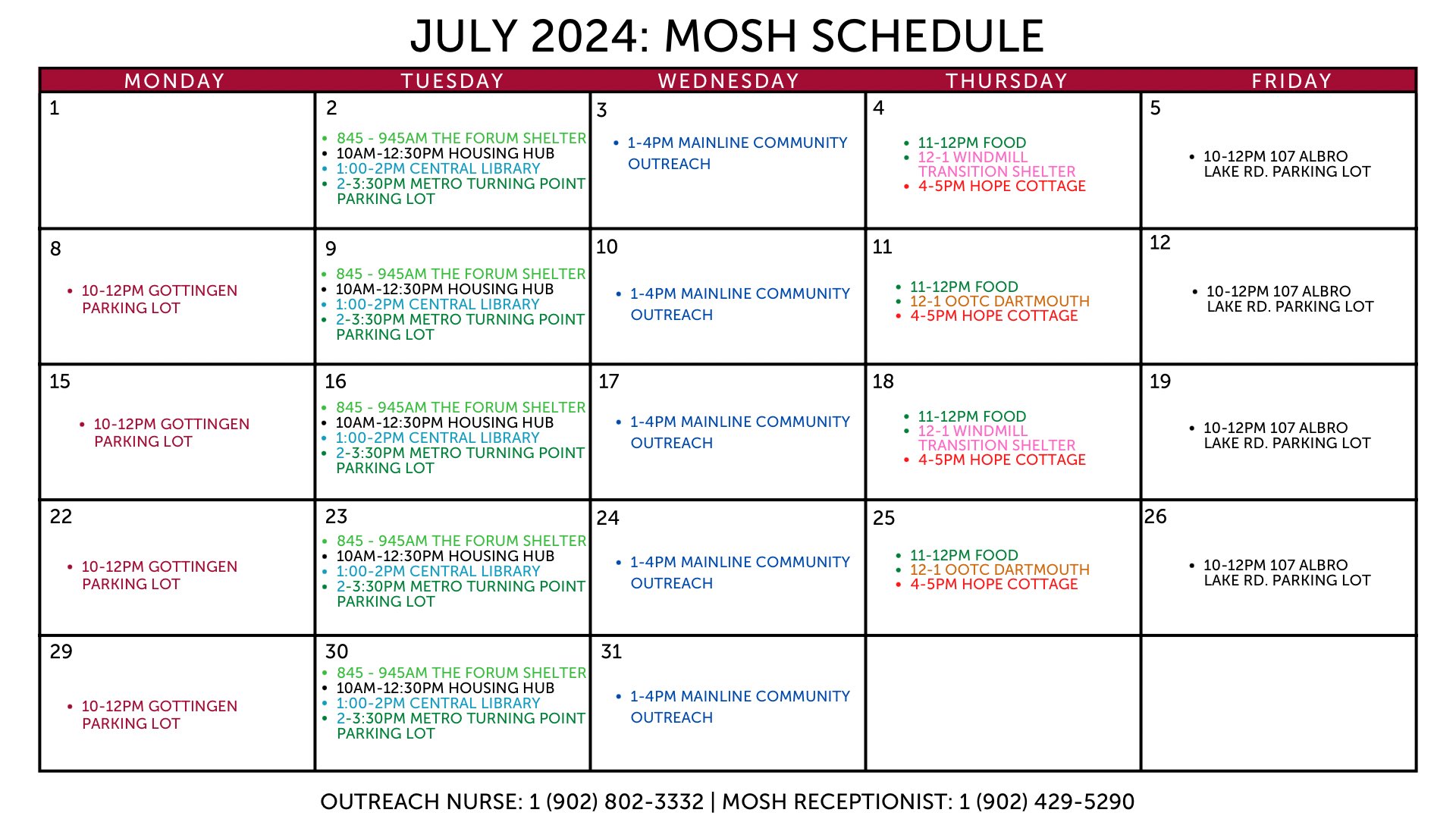 MOSH July 2024 Calendar